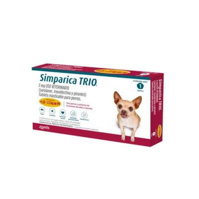 Antiparasitario Interno y Externo para perro Simparica Trio 1.25 Kg - 2.5 Kg 1 Tableta