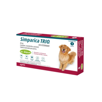 Antiparasitario Interno y Externo para perro Simparica Trio 20 Kg - 40 Kg 1 Tableta