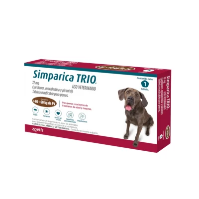 Antiparasitario Interno y Externo para perro Simparica Trio 40 Kg - 60 Kg 1 Tableta