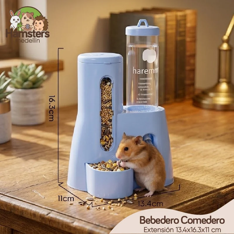Bebedero Con Comedero Para Hámsters Ratas y Ratones 125ML