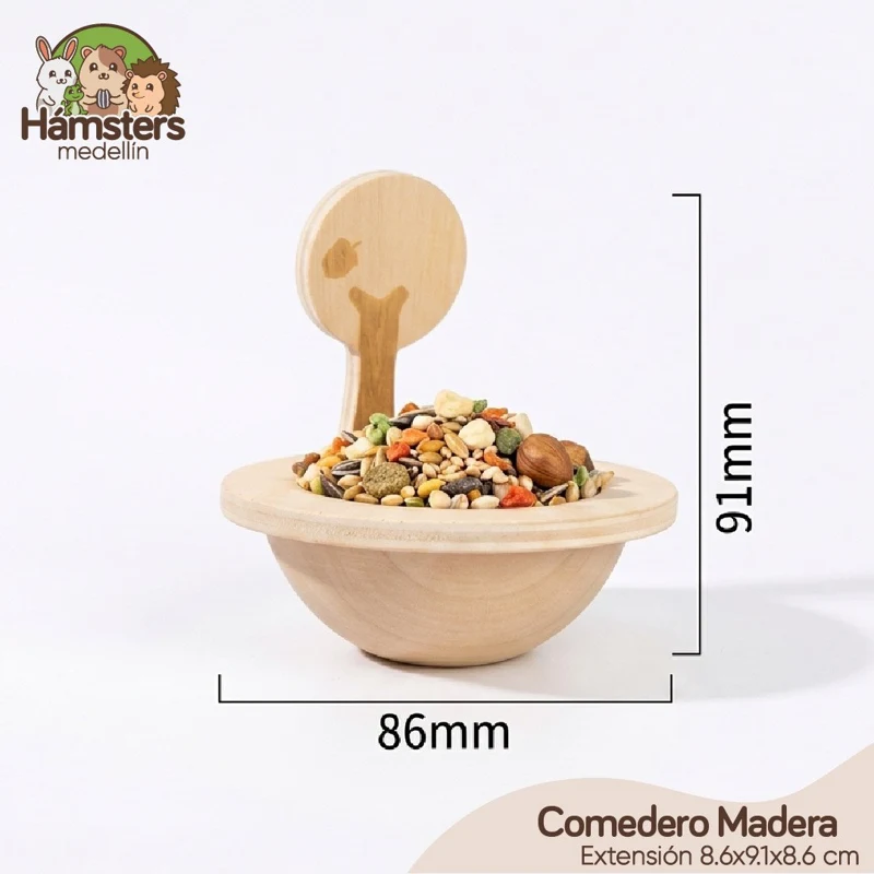 Comedero En Madera Para Hámster y Roedores Pequeños