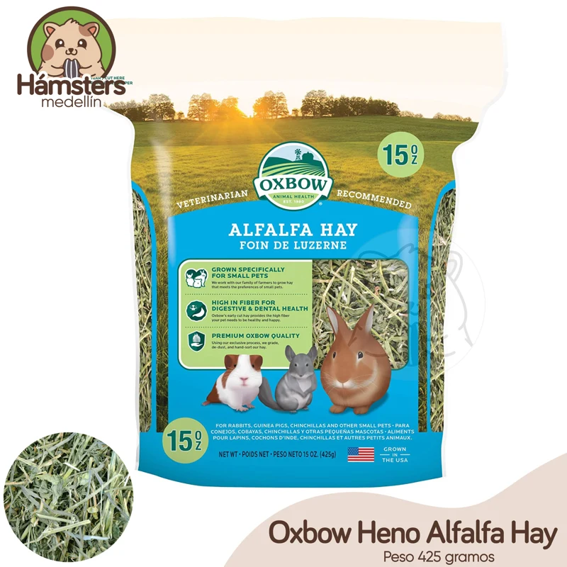 Oxbow Animal Health Heno de Alfalfa Heno natural para conejos, cobayas, chinchillas, Hámsters y jerbos