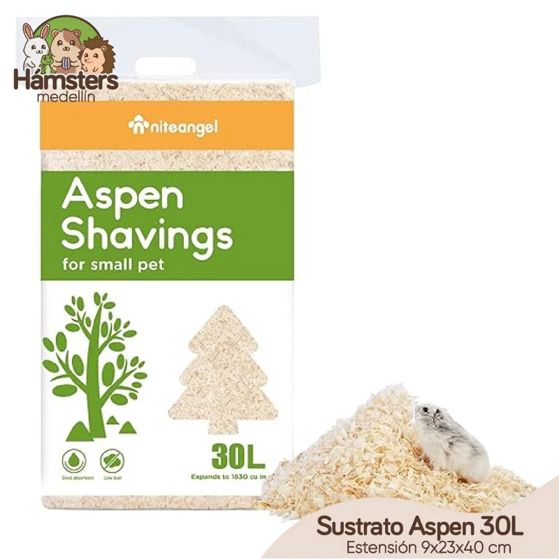 Sustrato de Aspen Hamsters Conejos Erizos 30 Litros