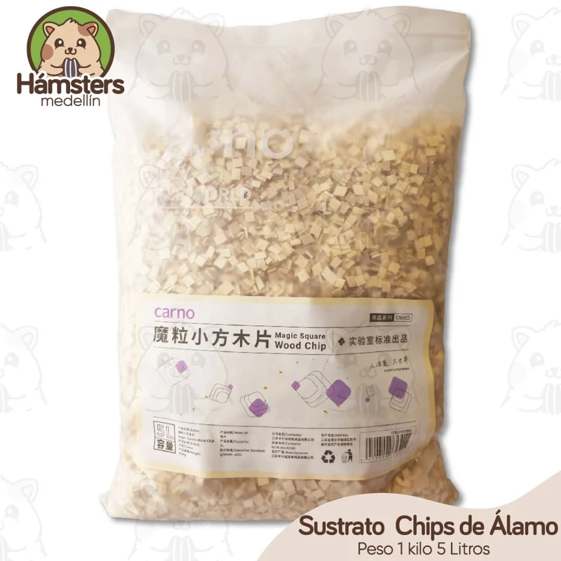 Sustrato de Chips de Álamo Hamsters Conejos Erizos 1 Kilo