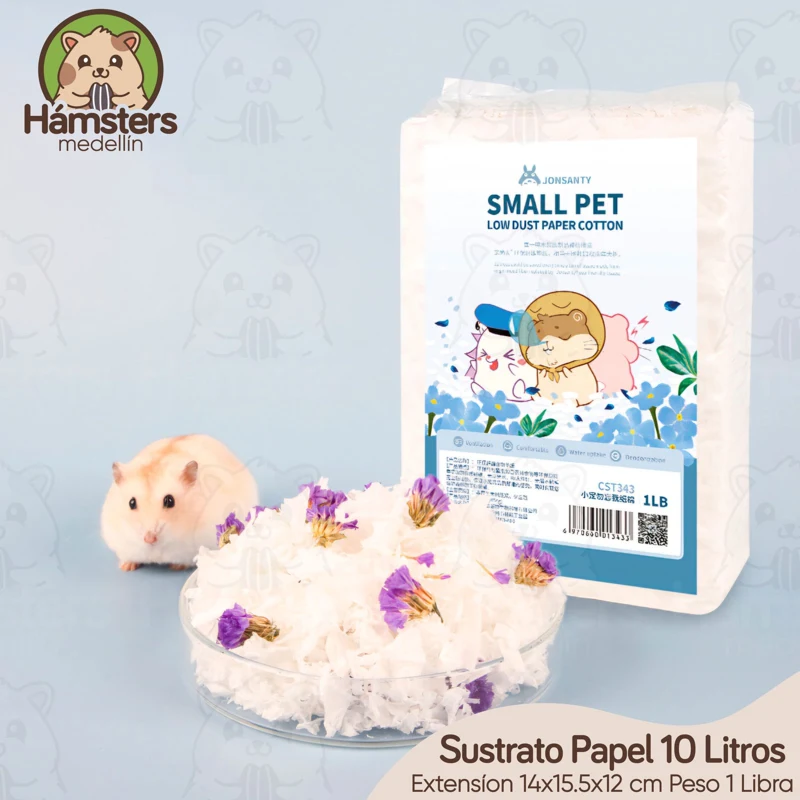Sustrato de Papel Hamsters Conejos Erizos 10 Litros 1 Libra