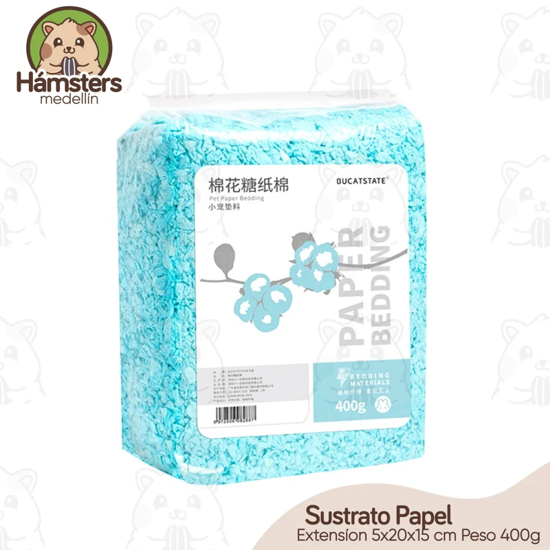 Sustrato de Papel Hamsters Conejos Erizos 400g