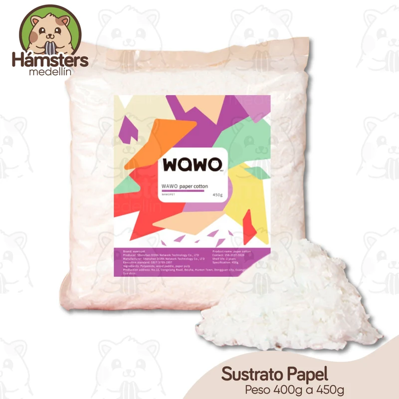 Sustrato de Papel Hamsters Conejos Erizos